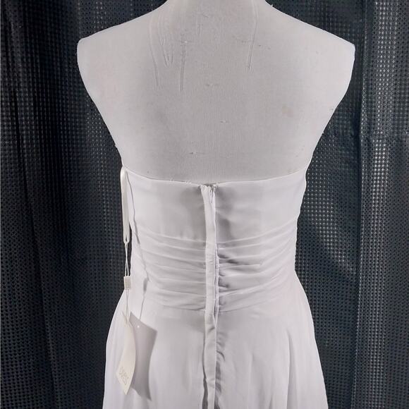 NWT! STUNNING PURE WHITE CHIFFON STRAPLESS GOWN! WEDDING, PROM! SZ XS - Picture 9 of 13